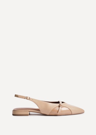 Linzi Prague Nude Faux Leather Pointed Toe Ballet Flat