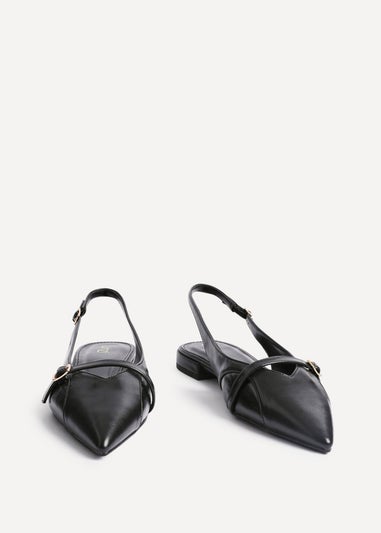 Linzi Prague Black Faux Leather Pointed Toe Ballet Flat