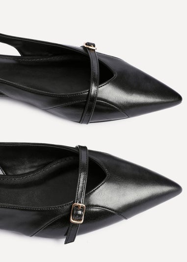 Linzi Prague Black Faux Leather Pointed Toe Ballet Flat