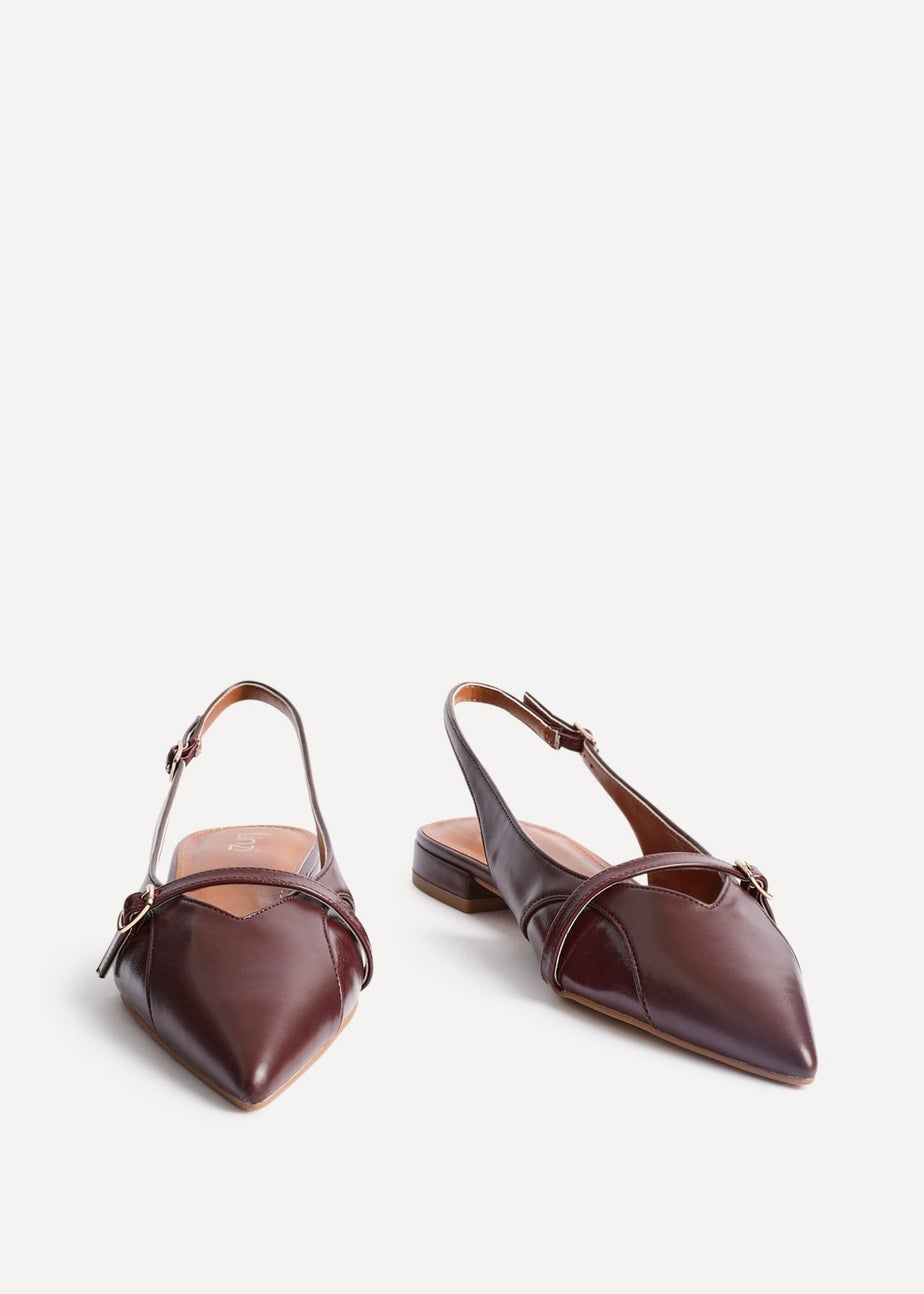 Linzi Prague Burgundy Faux Leather Pointed Toe Ballet Flat