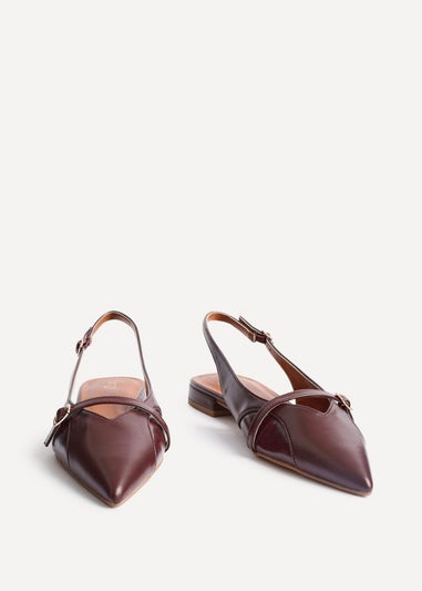 Linzi Prague Burgundy Faux Leather Pointed Toe Ballet Flat