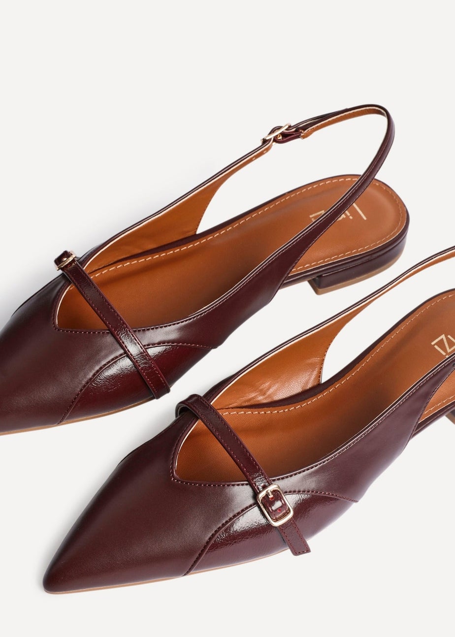 Linzi Prague Burgundy Faux Leather Pointed Toe Ballet Flat