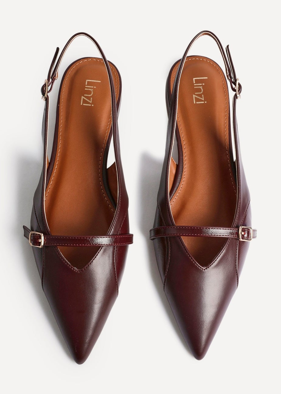 Linzi Prague Burgundy Faux Leather Pointed Toe Ballet Flat