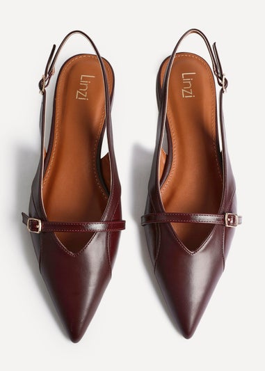 Linzi Prague Burgundy Faux Leather Pointed Toe Ballet Flat