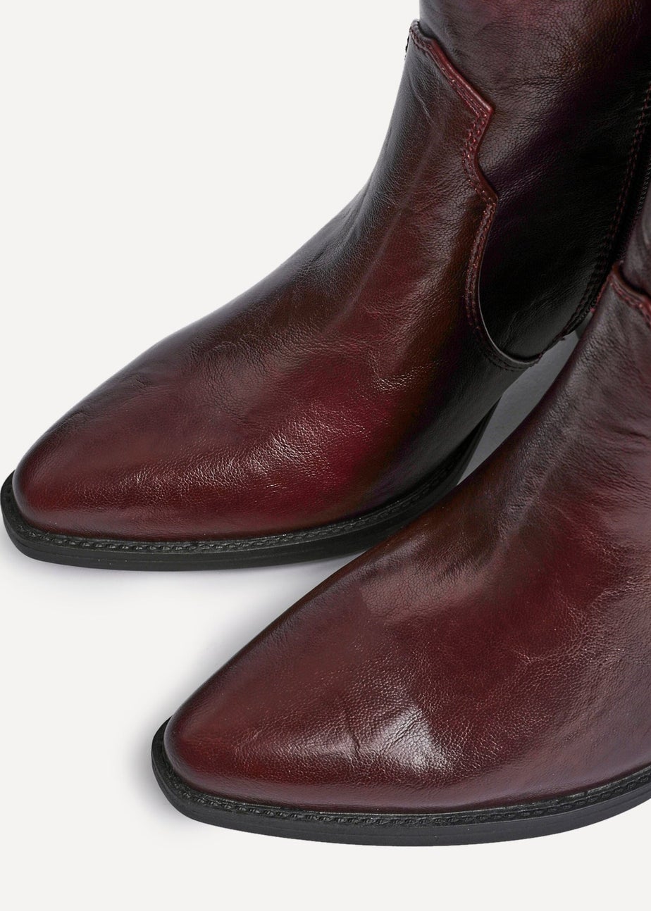 Linzi Jessie Burgundy Faux Leather Western Ankle Boot