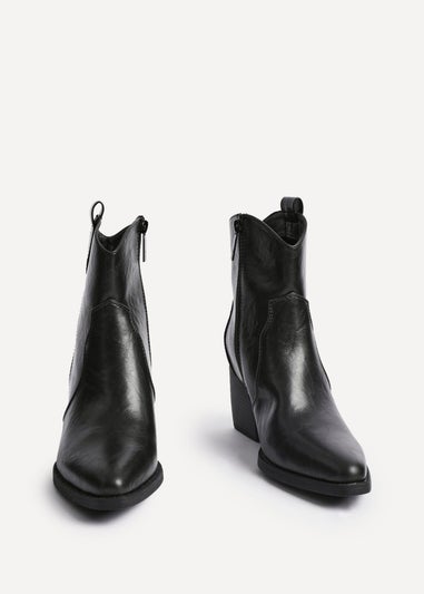 Linzi Jessie Black Faux Leather Western Ankle Boot