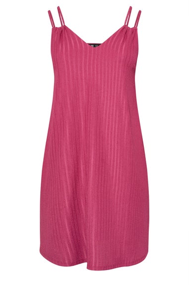 Yours Curve Hot Pink Textured Double Strap Mini Dress