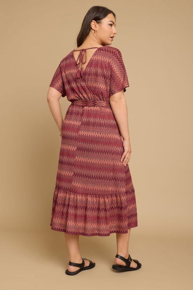 Yours Curve Rust Orange Zig Zag Metallic Wrap Dress