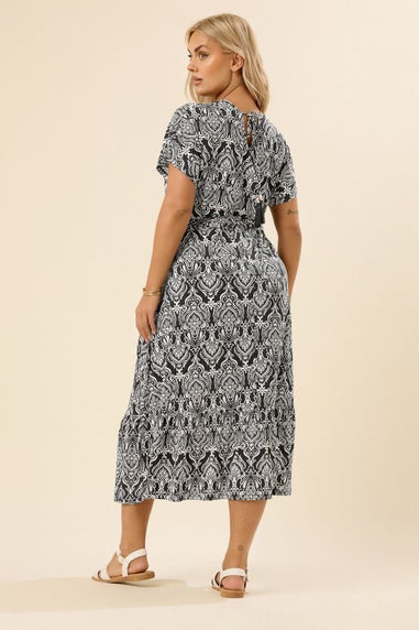 Yours Curve Black Paisley Print Midaxi Wrap Dress