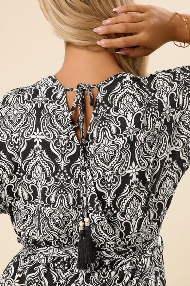 Yours Curve Black Paisley Print Midaxi Wrap Dress