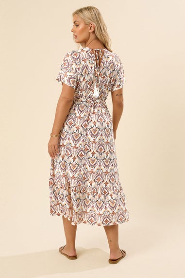 Yours Curve White Paisley Print Midaxi Wrap Dress