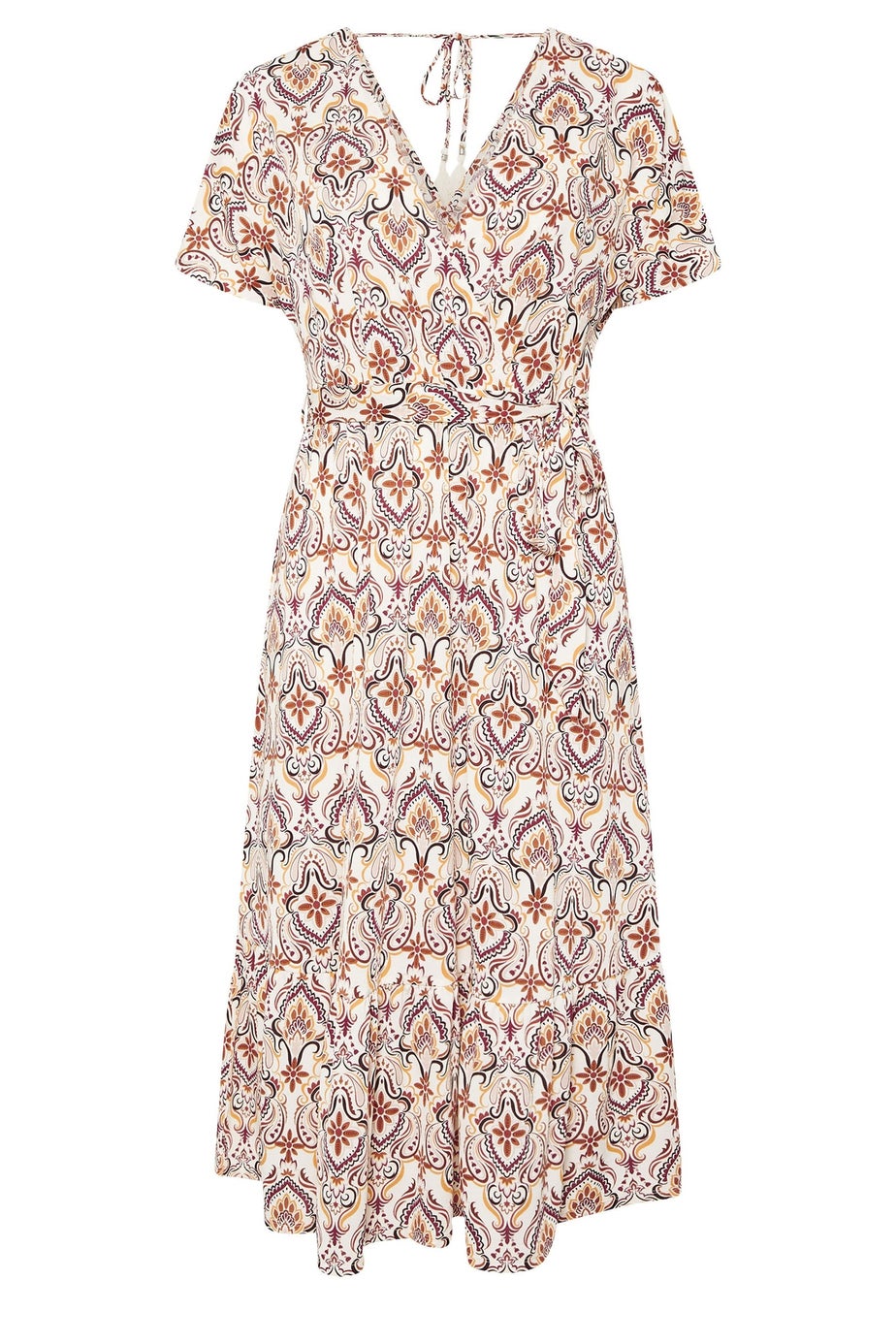 Yours Curve White Paisley Print Midaxi Wrap Dress