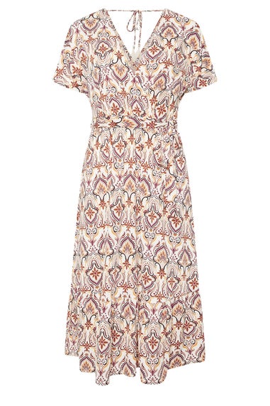 Yours Curve White Paisley Print Midaxi Wrap Dress