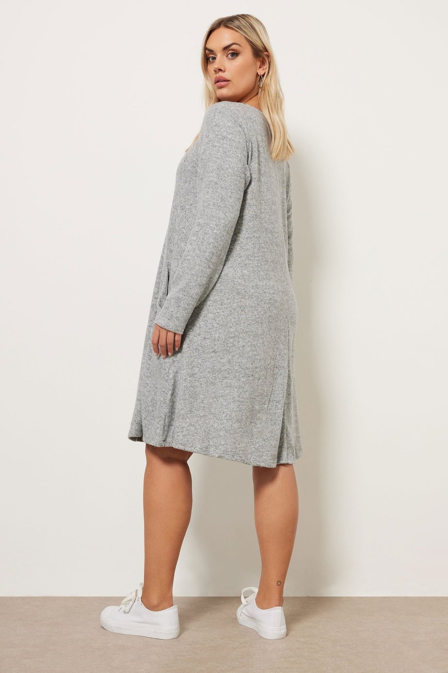 Yours Curve Light Grey Soft Touch Pocket Swing Dress