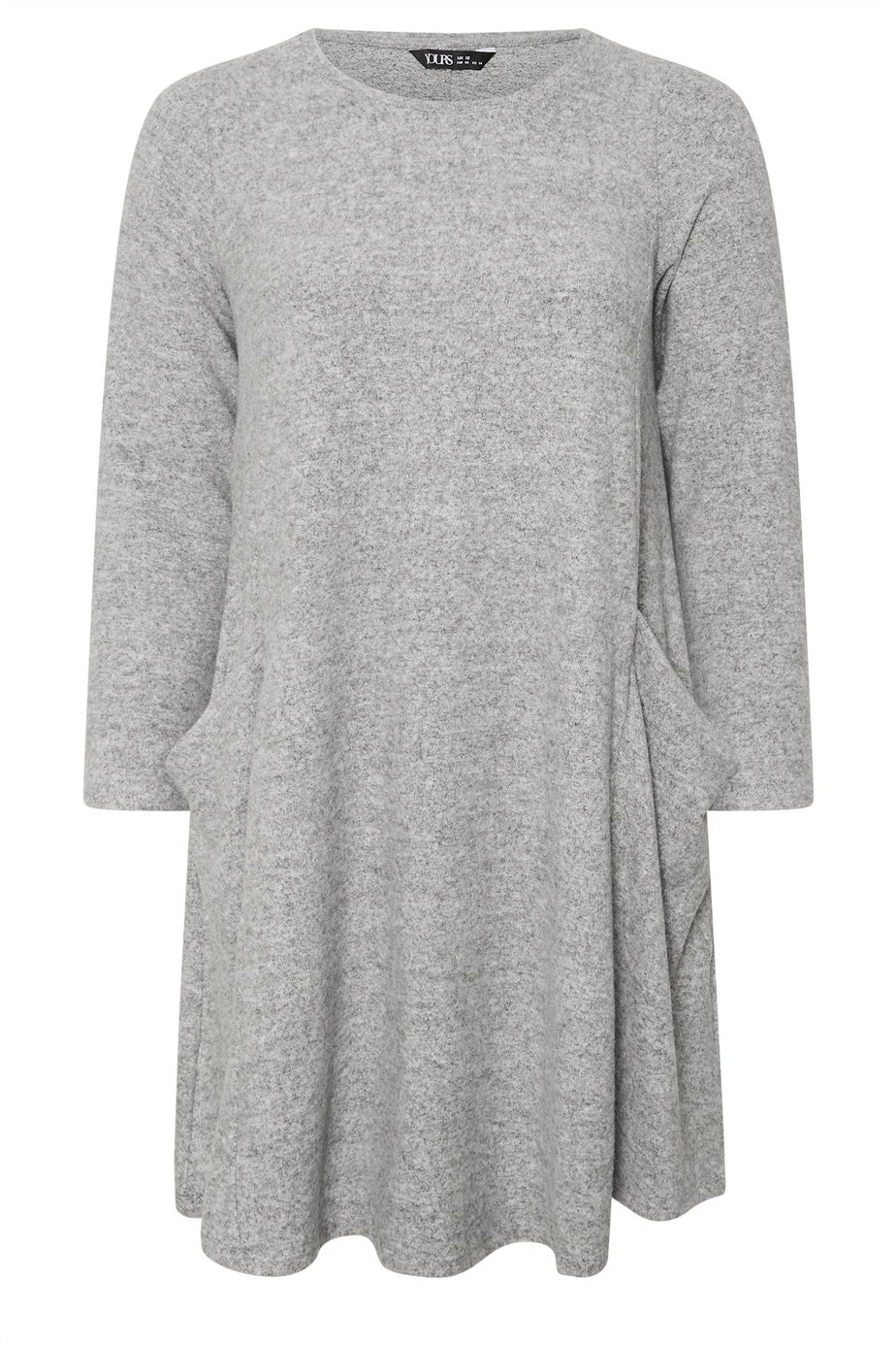 Yours Curve Light Grey Soft Touch Pocket Swing Dress