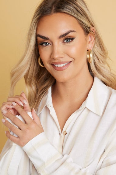 YOURS Curve Natural Brown Stripe Linen Shirt