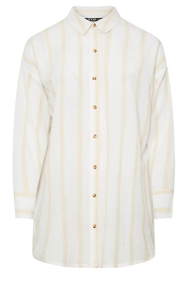 YOURS Curve Natural Brown Stripe Linen Shirt