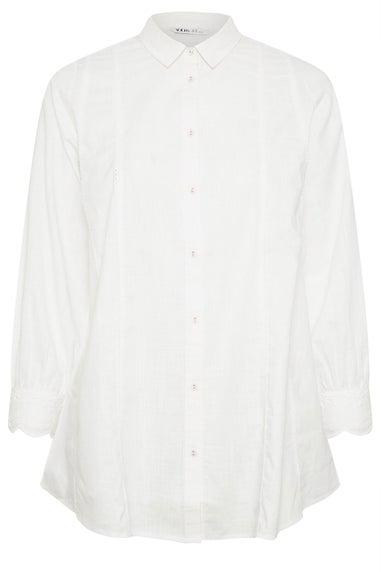 YOURS Curve White Trim Detail Oversized Shirt