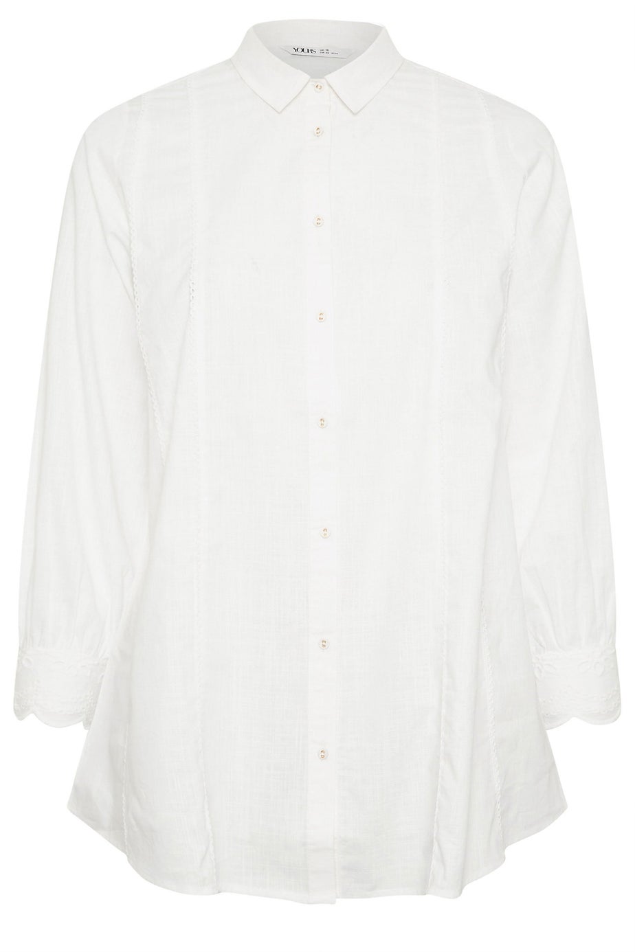 YOURS Curve White Trim Detail Oversized Shirt