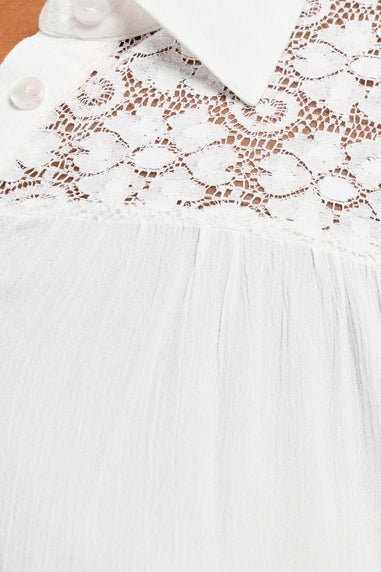 YOURS Curve White Tiered Crochet Detail Shirt