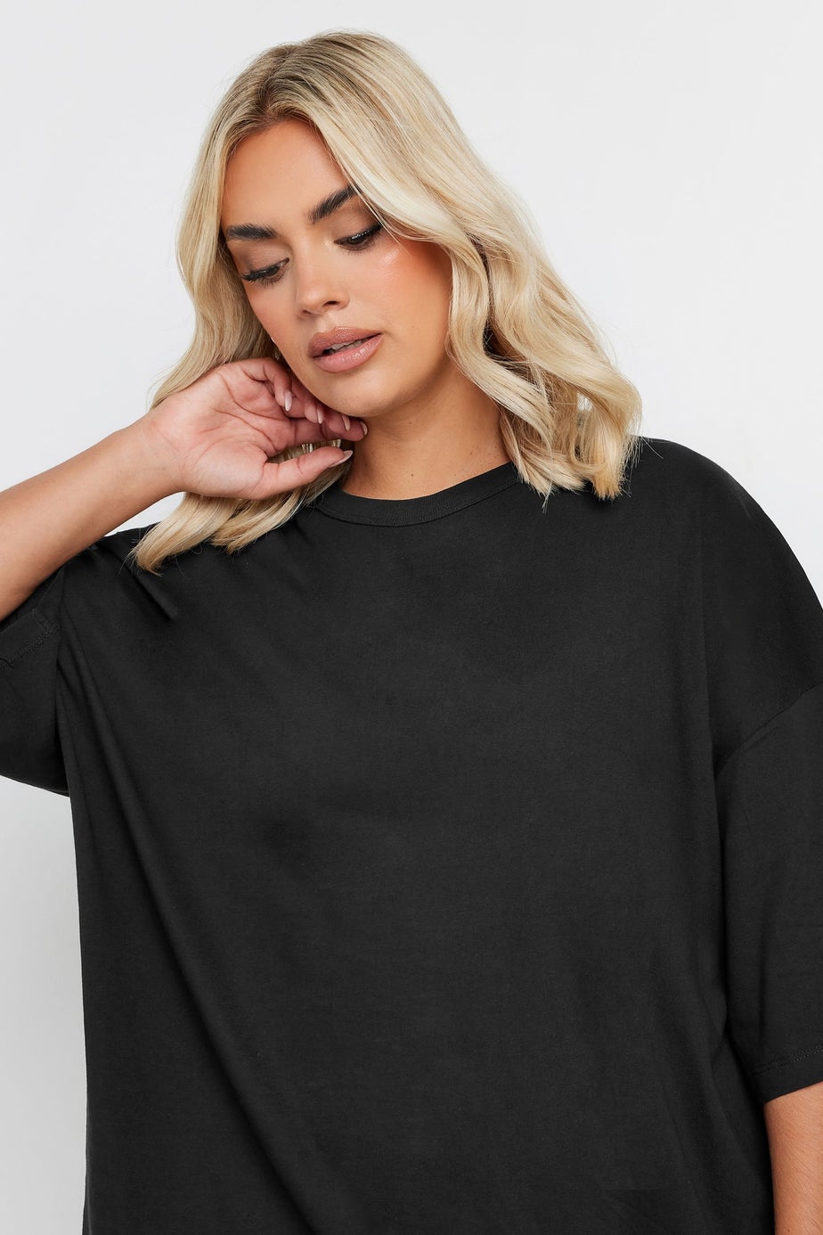 Yours Curve Black Oversized Boxy T Shirt