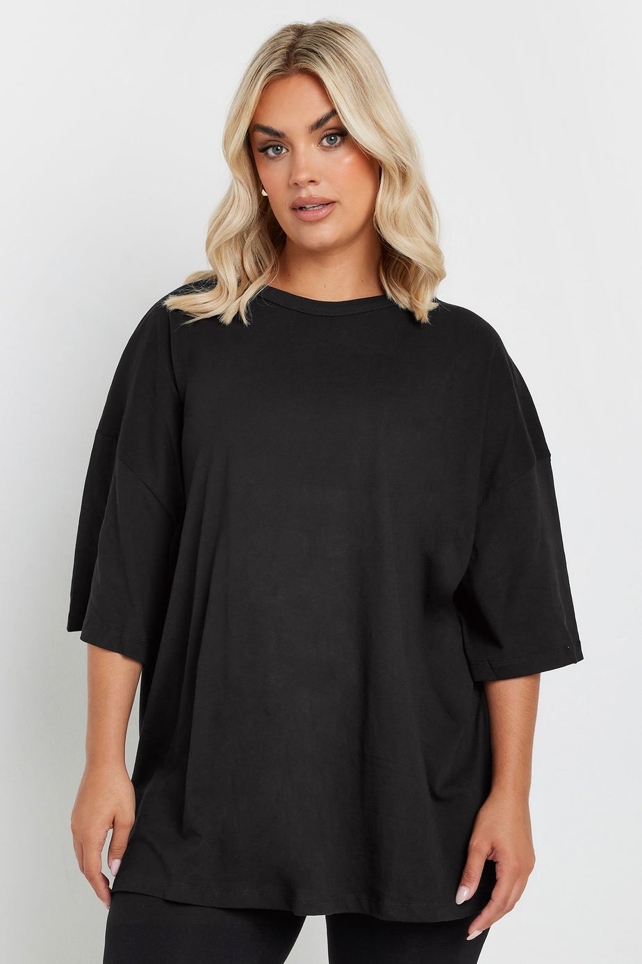 Yours Curve Black Oversized Boxy T Shirt