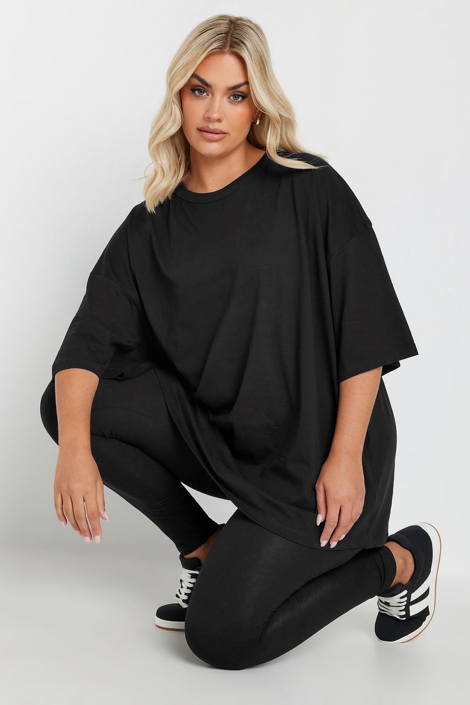 Yours Curve Black Oversized Boxy T Shirt