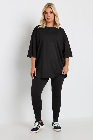 Yours Curve Black Oversized Boxy T Shirt