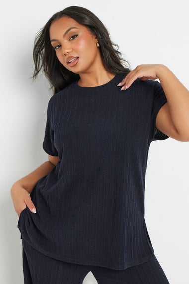 Yours Curve Navy Blue Knitted T Shirt