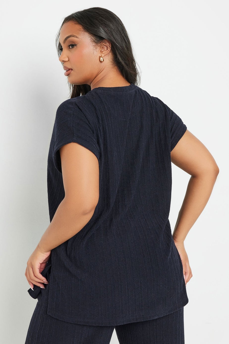 Yours Curve Navy Blue Knitted T Shirt