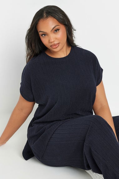 Yours Curve Navy Blue Knitted T Shirt