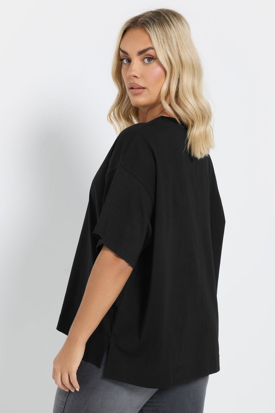 Yours Curve Black Heavyweight Boxy T Shirt