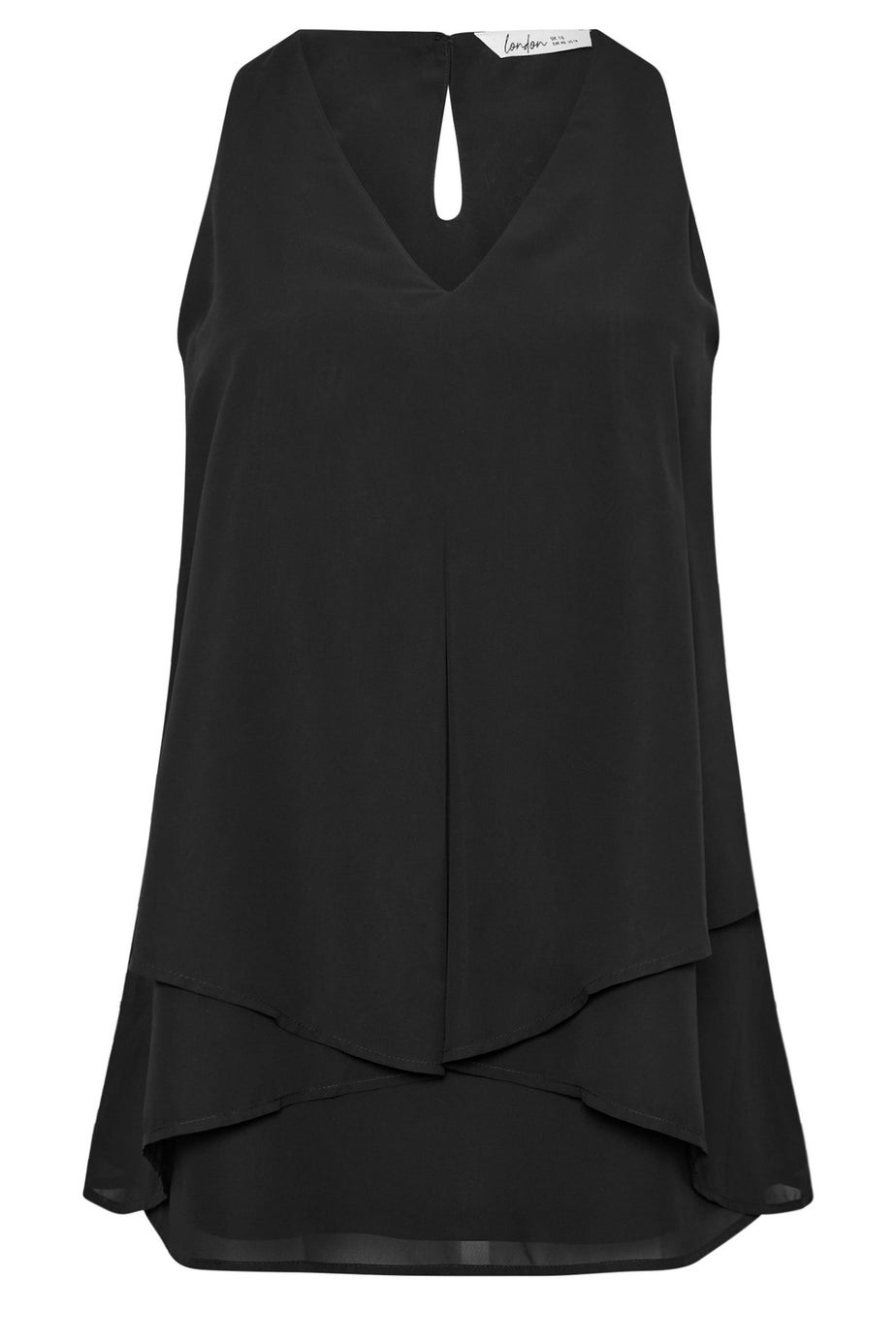 YOURS LONDON Curve Black Layered Sleeveless Blouse