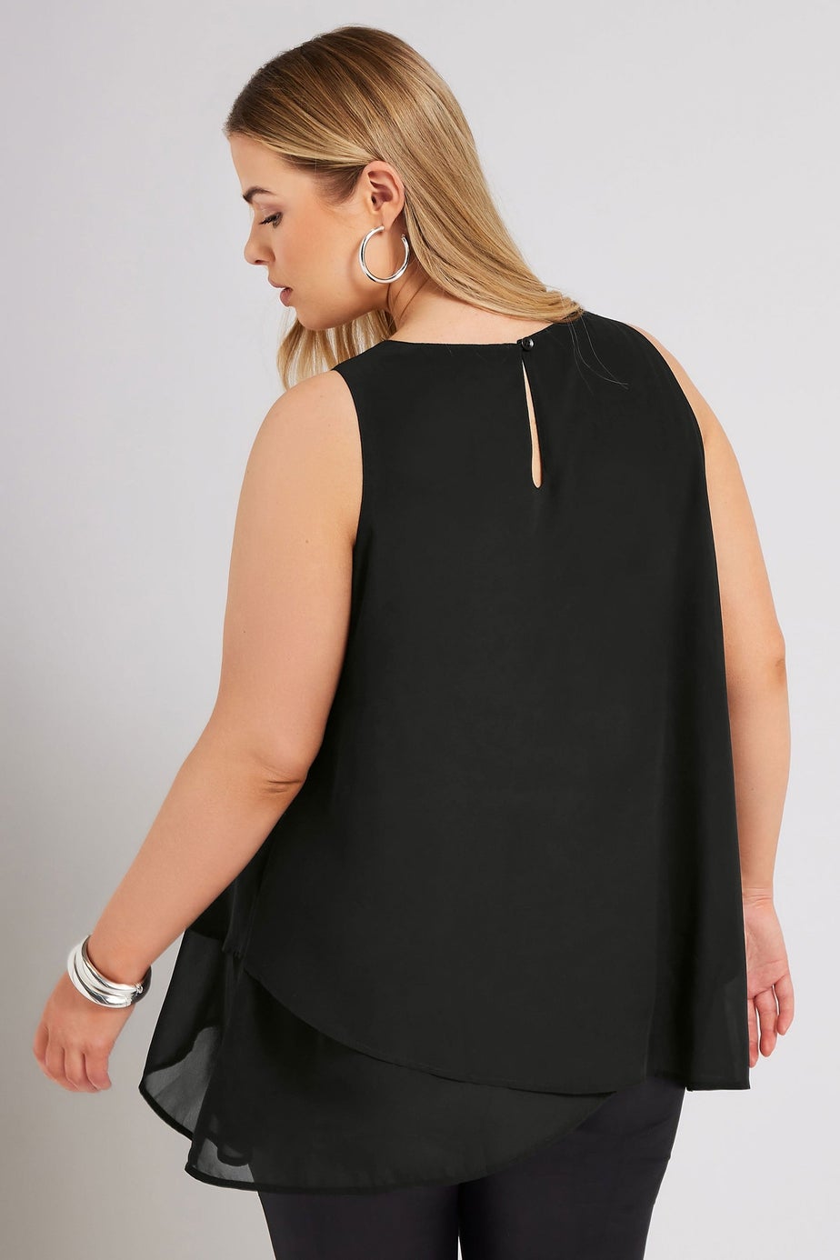 YOURS LONDON Curve Black Layered Sleeveless Blouse