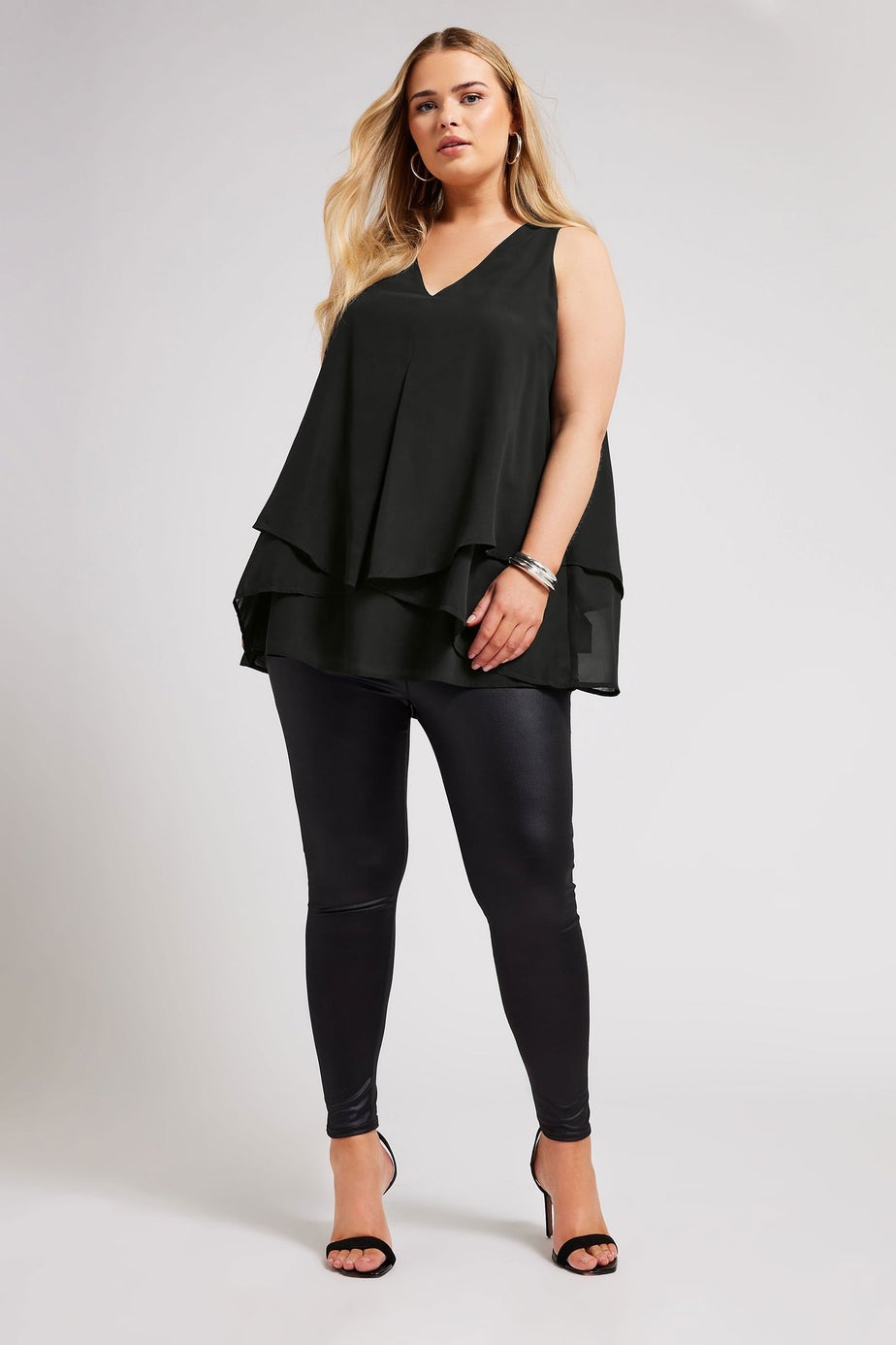 YOURS LONDON Curve Black Layered Sleeveless Blouse