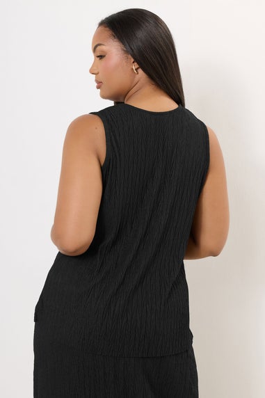 Yours Curve Black Crinkle Plisse Waistcoat