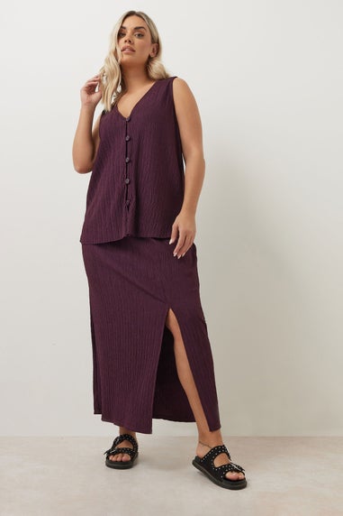 Yours Curve Purple Crinkle Plisse Waistcoat