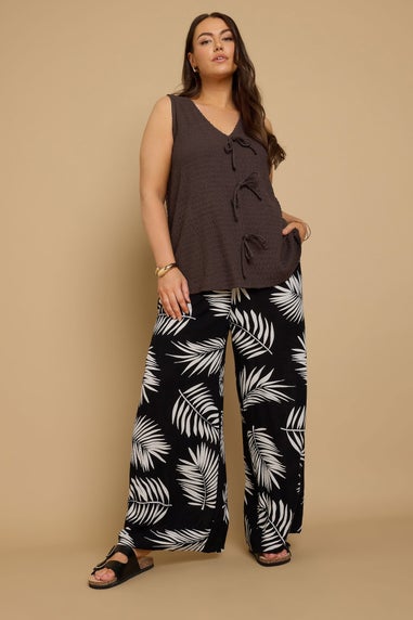 Yours Curve Chocolate Brown Bow Tie Front Textured Waistcoat