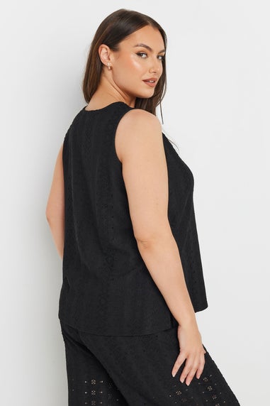 Yours Curve Black Broderie Anglaise Waistcoat