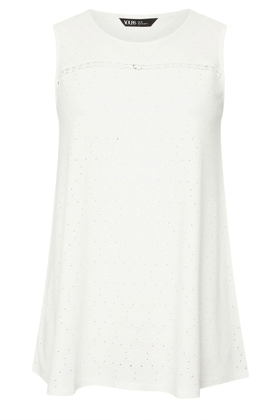 Yours Curve White Floral Broderie Anglaise Vest Top