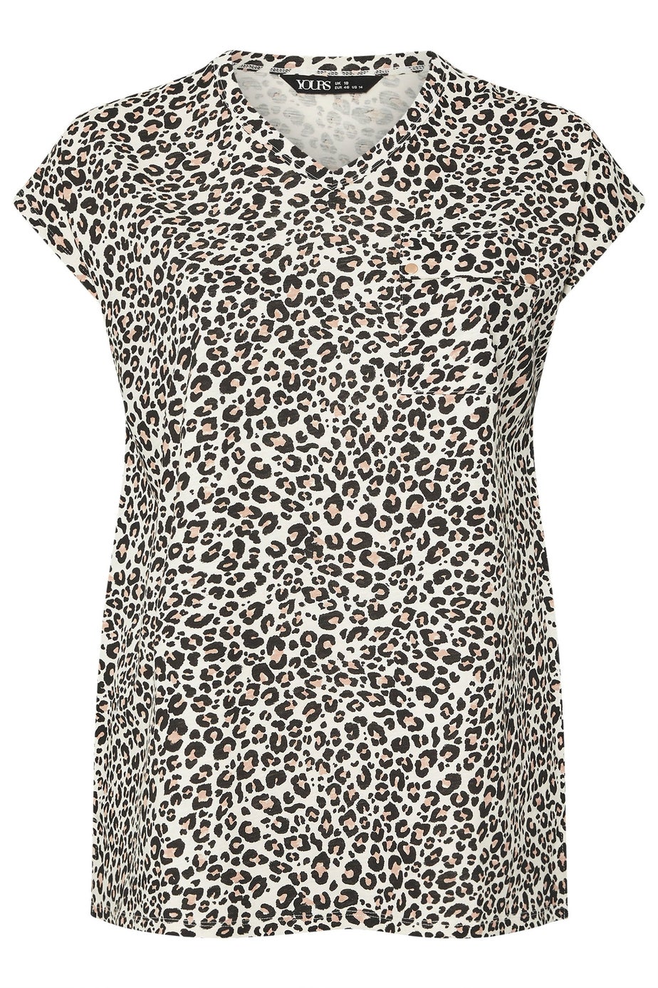 Yours Curve Beige Brown Leopard Print Pocket T Shirt