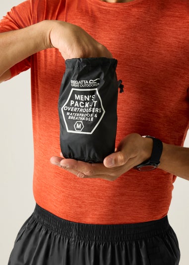 Regatta Kids Pack It Black Waterproof Breathable Isolite Overtrousers