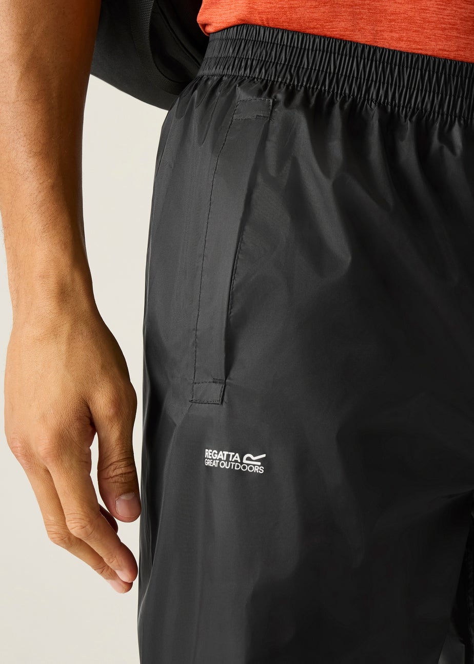 Regatta Kids Pack It Black Waterproof Breathable Isolite Overtrousers