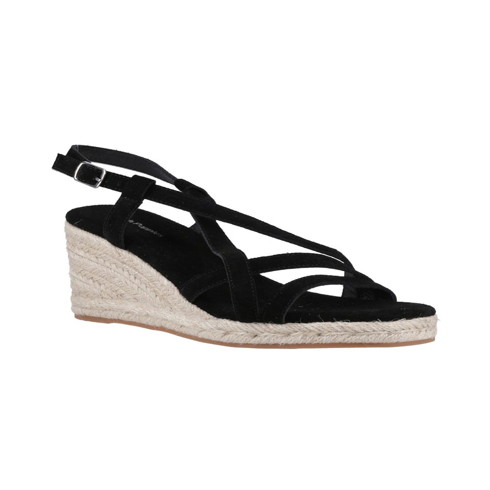 Hush Puppies Black Jenny Espadrille Wedge Sandal