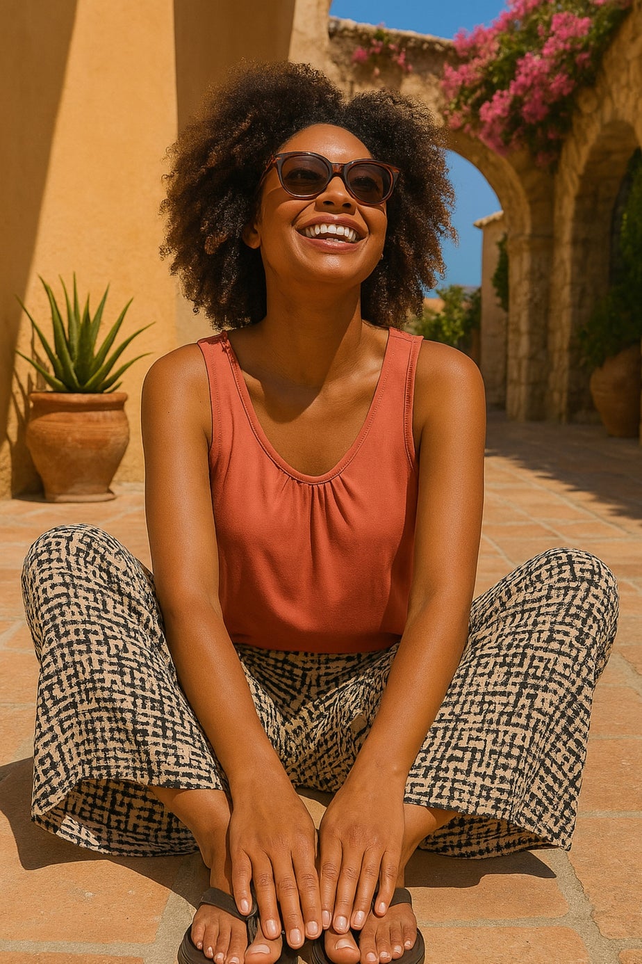 Roman Rust Plain V Neck Stretch Jersey Vest Top