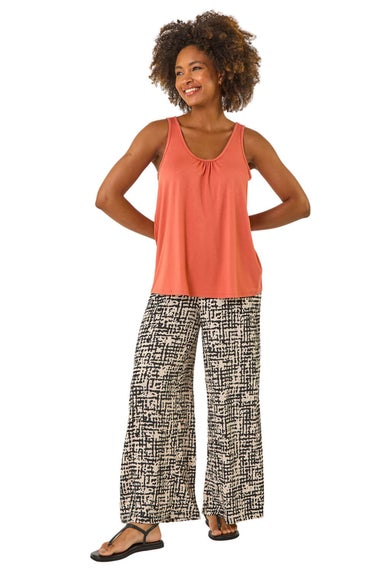 Roman Rust Plain V Neck Stretch Jersey Vest Top