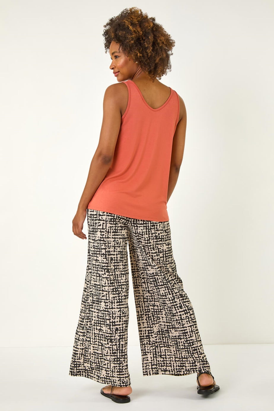 Roman Rust Plain V Neck Stretch Jersey Vest Top