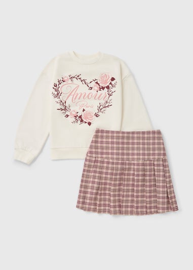 Girls Cream Amour Sweatshirt & Skirt Set (7-15yrs)