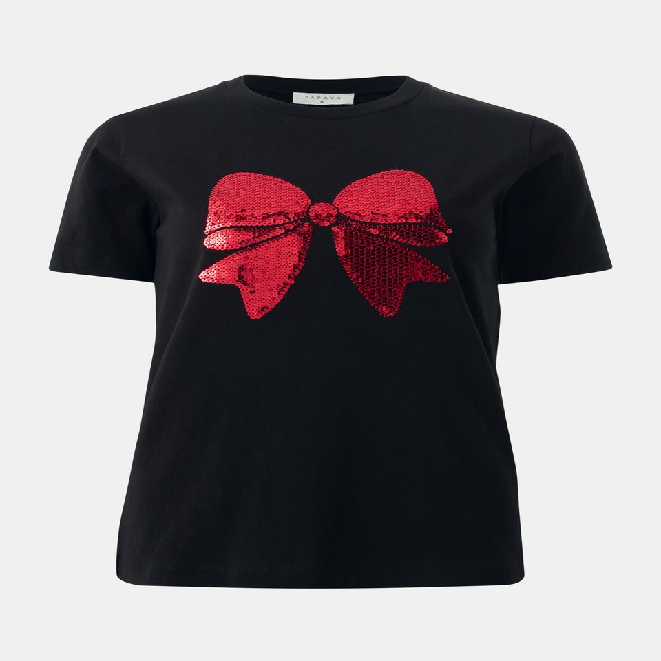 Black Sequin Bow Mini Me T-Shirt
