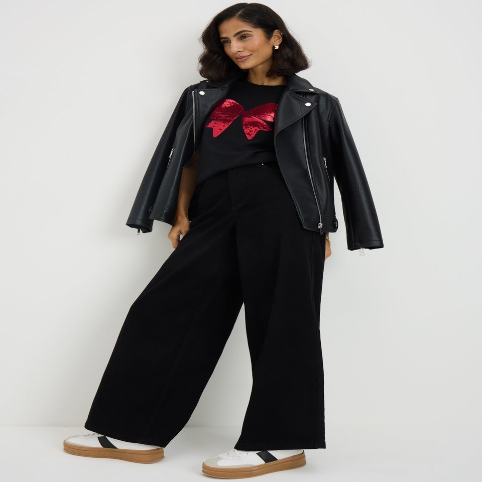 Black Sequin Bow Mini Me T-Shirt